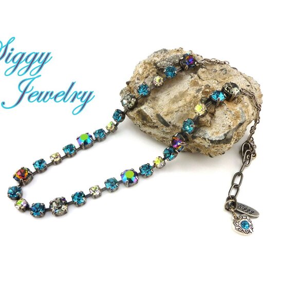 Petite Roxanne Necklace made with Genuine Austrian Crystals in Shimmering Hues - Picture 3 of 4